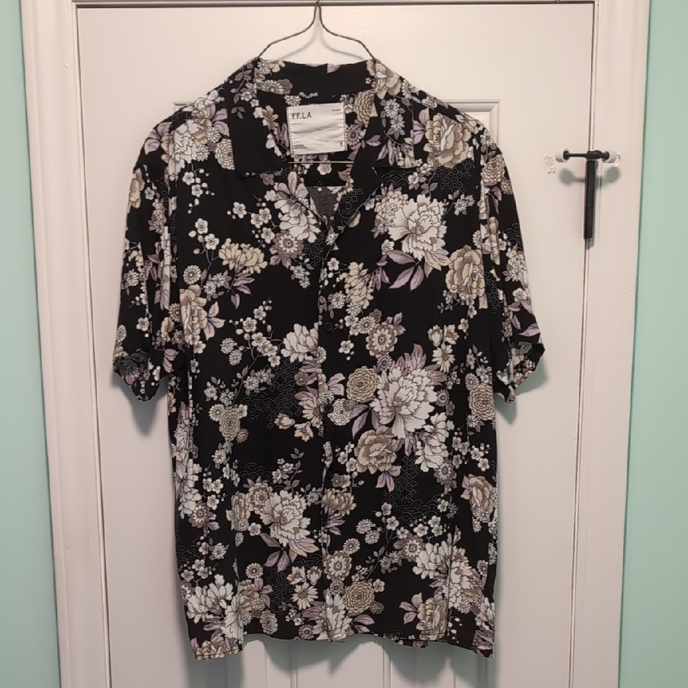 Five Four Black Floral Button Down Shirt